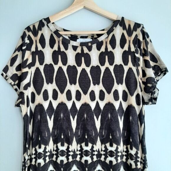 CALVIN KLEIN \ Short Sleeve T-Shirt Dress Abstract Animal Print Sz L - Picture 4 of 10